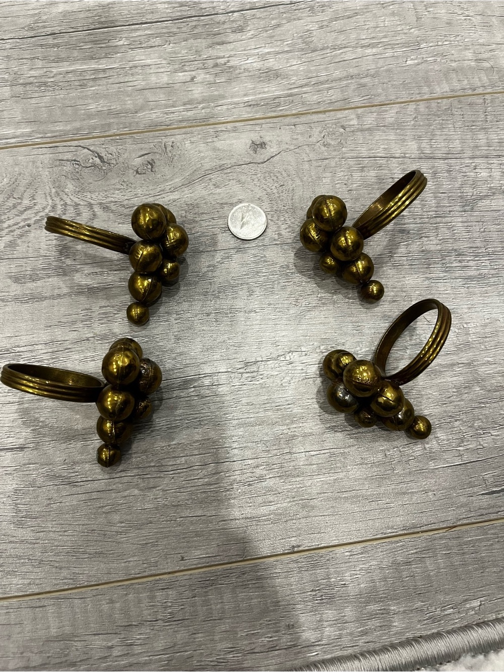 Brass Tone Grapevine Napkin Rings - Set of 4